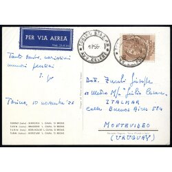1956, cartolina illustrata aerea da Torino il 10.11.56...