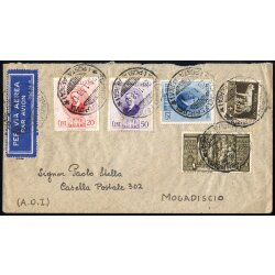 1938, lettera aerea da Torino il 26.1.38 per Mogadiscio...