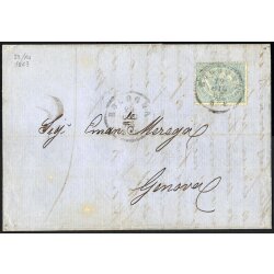 1863, lettera da Bologna il 29.12.63 per Genova...