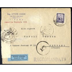 1942, lettera aerea da Tirana il 2.12.42 per Bergamo...