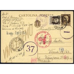 1944, cartolina postale &quot;VINCEREMO&quot; 30 c. bruno...
