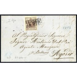 1850, Lettera del 10.6.1852 per Agordo affrancata con 30...