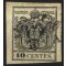 1854, 10 Cent. nero, carta a macchina, cert. Goller (Sass. 19)