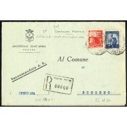 1946-47, I Periodo Tariffario, cartolina postale...