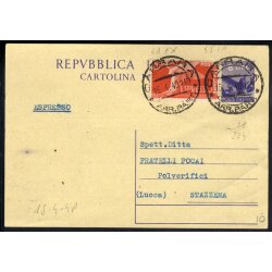 1947-48, III Periodo Tariffario, cartolina postale 8 l....
