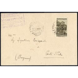 1946, Avvento, 1 Lira su cartolina da Voghera 8.2.1947...