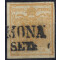 1850, 5 cent. giallo bistro (braunorange) annullato con SD (CRE)MONA, firmato Matl e Ferchenbauer, minimamente macchiato al verso (Sass. 1k)