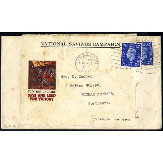 1941, Wiederverwendeter Brief um Geld zu sparen mit entsprechendem Aufkleber