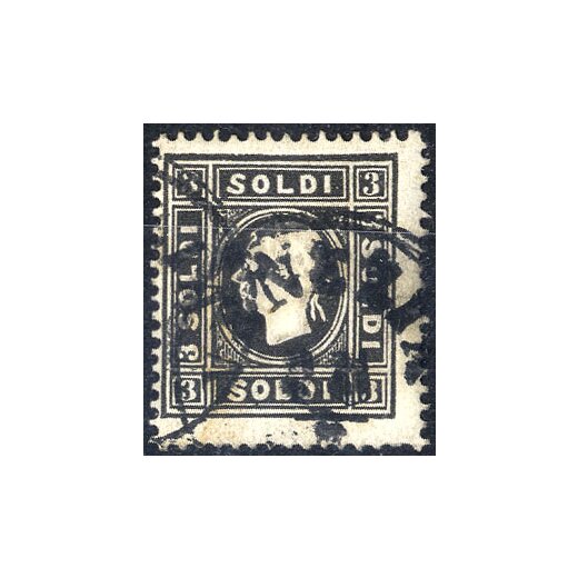 1859, 3 Soldi nero, secondo tipo, usato (Sass. 29 / 250,-)