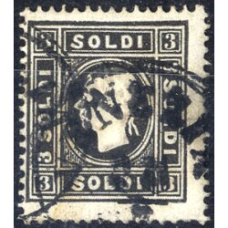 1859, 3 Soldi nero, secondo tipo, usato (Sass. 29 / 250,-)
