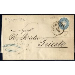 1863, 10 Soldi azzurro su lettera del 17.6.1865 per...