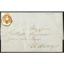 1862, 10 Soldi bruno mattone su lettera da Cavarzere per...