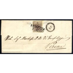 1850, 30 Cent. bruno rossastro su lettera da Venezia...