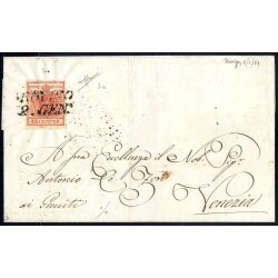 1850, 15 Cent. rosso vermiglio, primo tipo, su lettera da...