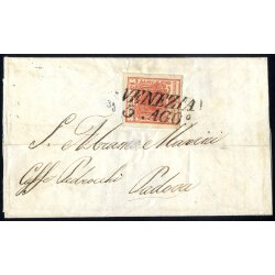 1850, 15 Cent. rosso vermiglio intenso, primo tipo, su...