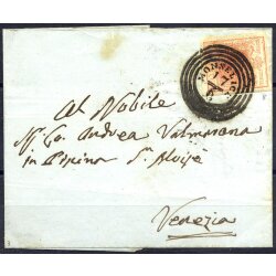 1850, 15 Cent. rosa. secondo tipo su lettera da Monselice...