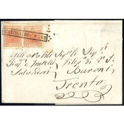 1850, 15 Cent. rosa, secondo tipo, coppia su lettera da...