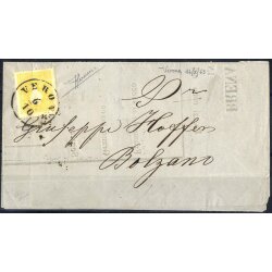 1859, 2 Soldi giallo secondo tipo, su circolare da Verona...