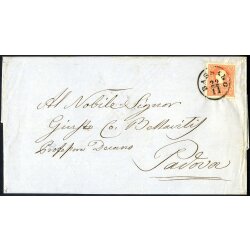 1858, 5 Soldi rosso primo tipo, su lettera da Bassano il...