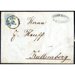 1859, 15 Soldi azzurro secondo tipo, su lettera da Verona...