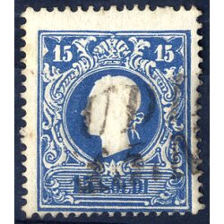 1858, 15 Soldi azzurro, primo tipo, usato (Sass. 27 / 400,-)
