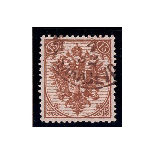 1879, Steindruck, 15 Kr. braun, LZ 12ž, geprüft Goller (Mi. 6I/IICa / Fb. 7I/Ba)