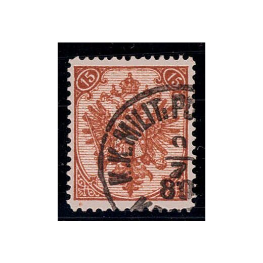 1879, Steindruck, 15 Kr. r&ouml;tlichbraun, LZ 12ž, gepr&uuml;ft Goller (Mi. 6I/IICd / Fb. 7I/Bd)