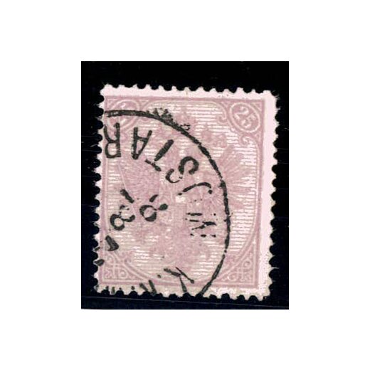 1879, Steindruck, 25 Kr. grauviolett, LZ 12ž, geprüft Goller (Mi. 7ICb / Fb. 9Ib)