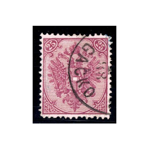 1879, Steindruck, 25 Kr. graulila, LZ 12ž, geprüft Goller (Mi. 7ICd / Fb. 9Id)