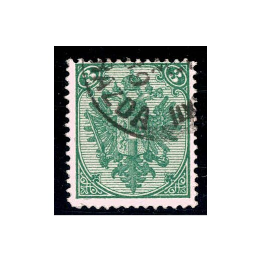 1879, Steindruck, 3 Kr. grün, LZ 12?, geprüft Goller (Mi. 3IGa / Fb. 4Ia)
