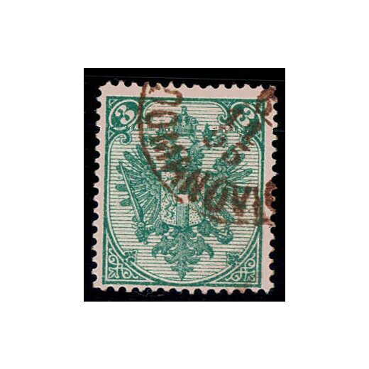 1879, Steindruck, 3 Kr. grün, LZ 13?, geprüft Goller (Mi. 3IFa / Fb. 4Ia)