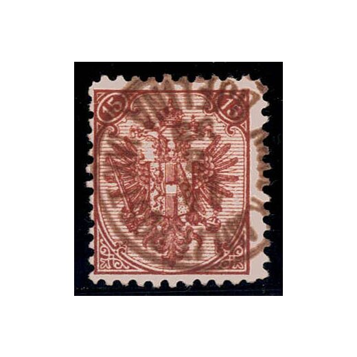 1890, Steindruck, 15 Kr. rötlichbraun, LZ 10?, geprüft Goller (Mi. 5I/IILd / Fb. 7I/Bd)