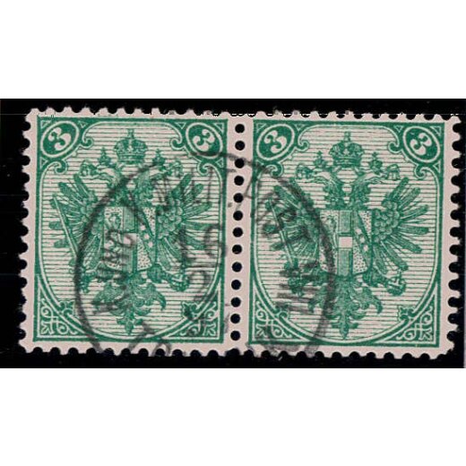 1890, Steindruck, 3 Kr. grün, LZ 11?, Paar, geprüft Goller (Mi. 3IMa / Fb. 4Ia)