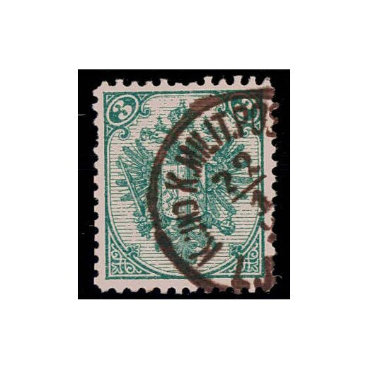 1890, Steindruck, 3 Kr. blaugrün, LZ 11?, geprüft Goller (Mi. 3IMb / Fb. 4Ib)