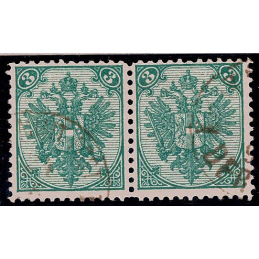 1890, Steindruck, 3 Kr. blaugrün, LZ 11?, Paar, geprüft Goller (Mi. 3IMb / Fb. 4Ib)