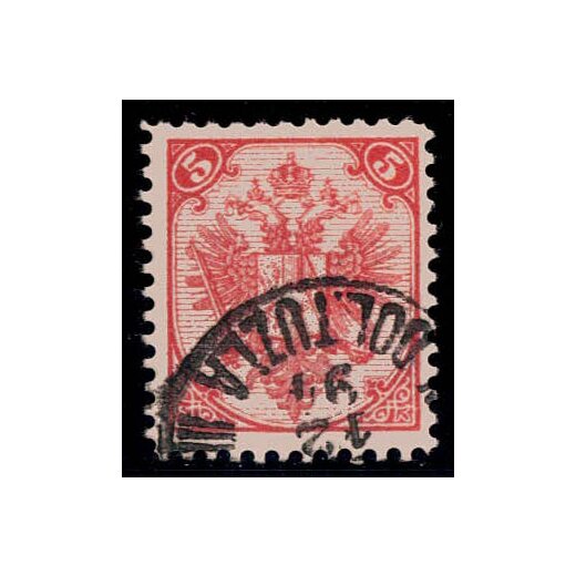 1889, Steindruck, 5 Kr. rot, LZ 11, geprüft Goller (Mi. 4IJa / FB. 5Ia)