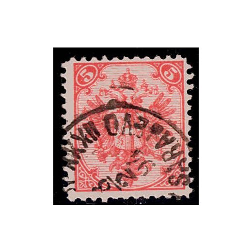 1889, Steindruck, 5 Kr. ziegelrot, LZ 11, geprüft Goller (Mi. 4IJd / FB. 5Id)
