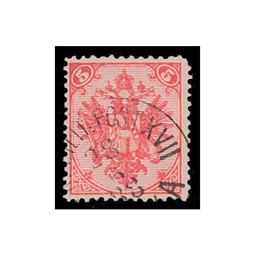 1879, Steindruck, 5 Kr. rot, LZ 12 x 12?, geprüft Goller (Mi. 4I / Fb. 5I)