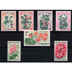 1962/70, Flora, drei Ausgaben (Mi. 393, 394-95, 455-58)