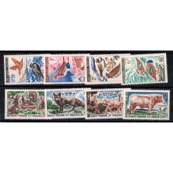 1963/64, Tiere, 2 Ausgaben (Mi. 398-401+408-11)