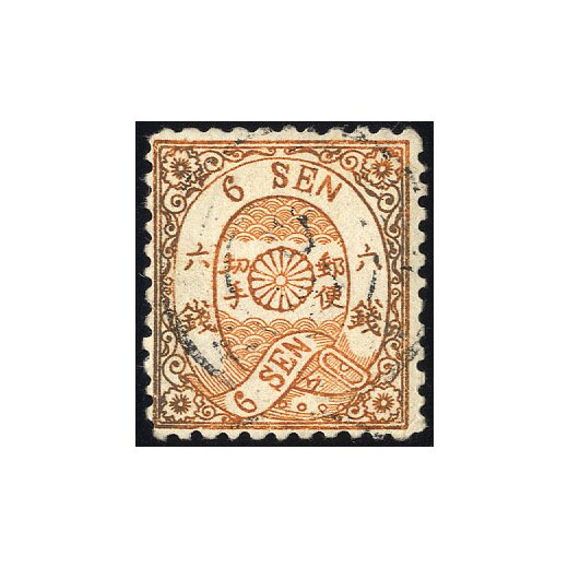1875, 6 S orange, Kontrollzeichen 13, leicht oxidiert, Mi. 31 I / 45,-