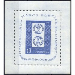1958, Hundert Jahre rum&auml;nische Briefmarken, MI. Bl....