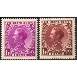 1934, 1 Fr + 25 C purpur und braunkarmin, Mi. 383+385 / 50,-