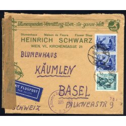 1949-57, Lot 6 Luftpostbriefe und eine Luftpostkarte,...