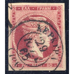 1862/67, 80 lepta karminrosa (Kontrollziffern karmin),...