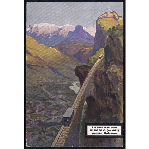 1925, "La Funicolare Virgolo presso Bolzano" Karte 25.9.25 nach Wetzelsdorf frankiert über 45 c durch Michetti 20+25 c.