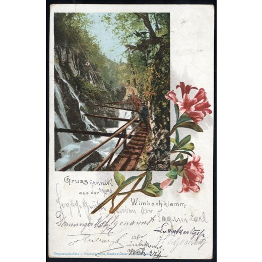 1899, "BRUNECK" Einringstempel auf "Gruss aus der Wimbachklamm" Karte vom 24.8.99 nach Innsbruck mit ANK. 51
