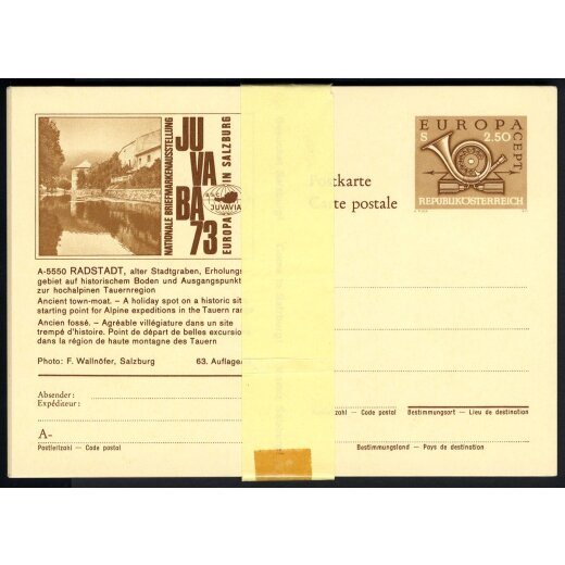 1973, Sonderpostkarten Juvaba 73, Serie 16 Karten, mit Originalschleife (Schneiderbauer 484)