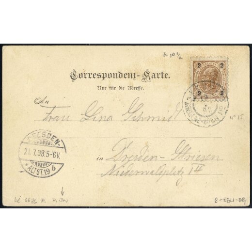 1898, "Gruss aus Klausen", AK vom 19.7.1898 nach Dresden mit ANK 51 frankiert