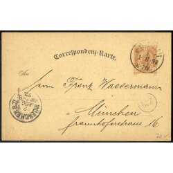 1892, Korrespondenzkarte 2 Kr. im T&uuml;rbogenmuster mit...